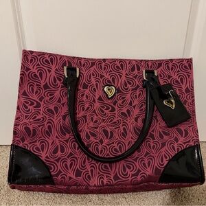 Diane von Furstenberg (DVF) Hearts Jacquard Weekend Bag in pink and black